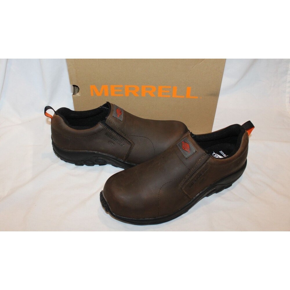 Merrell Men's Jungle Moc Leather Comp Toe Work Shoes SD EXPRESSO BROWN SZ 12 NEW - Picture 2 of 5